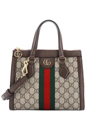 Gucci Ophidia Top Handle GG Coated Canvas with Leather Small tote bag - Marrone