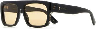 Gucci Rechthoekige Zonnebril - Dames - Zonnebrillen - Zwart - ONE Size - Accessoires