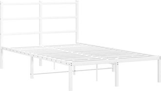 vidaXL Vidaxl - Metal Bed Frame without Mattress with Headboard White 120x190cm