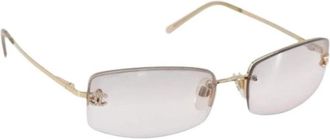 Chanel Pre-owned Vintage Metal Zonnebrillen - Dames - Vintage Accessoires - Geel - ONE Size - Vintage