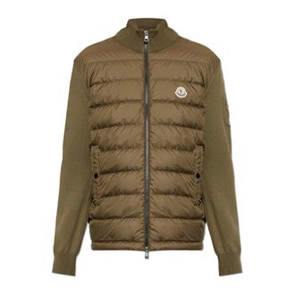 Moncler Cardigans, male, Green, Size: 2XL Quilted Front Cardigan