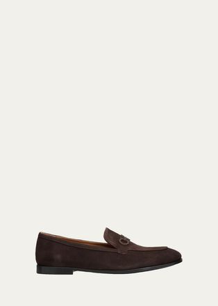 Ferragamo Suede Gancini Loafers