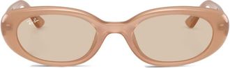 Ray-Ban logo-lettering sunglasses - unisex - Acetate - 53 - Neutrals