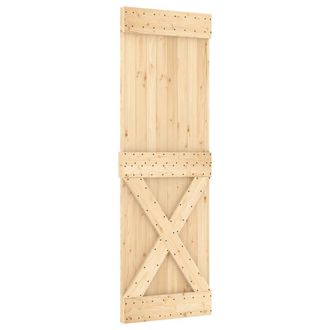 Berkfield Home Sliding Door with Hardware Set 70x210 cm Solid Wood Pine in Light Tan