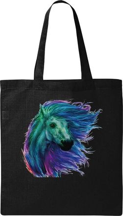Generic Beautiful horse artwork 02 Natural Ecological Cotton Tote Bag Black