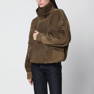 Saint Laurent Seaweed green suede bomber jacket