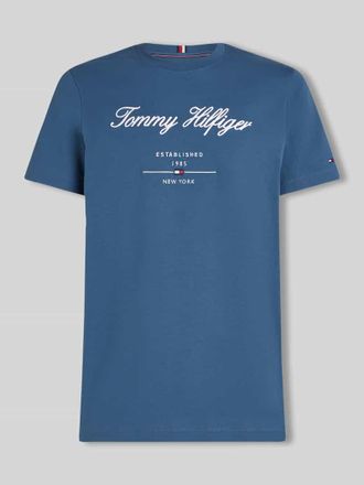 Tommy Hilfiger Regular Fit T-Shirt aus reiner Baumwolle in Rauchblau, Gr&ouml;&szlig;e XXL