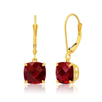 MAX + STONE 14k Solid Yellow Gold Gemstone Dangle Leverback Earrings (8mm)