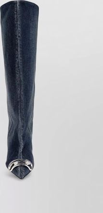 Diesel venus denim boots kitten heel knee length