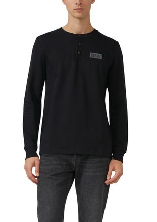 s.Oliver Langarmshirt S.OLIVER, Herren, Gr. XXL, schwarz, Jersey, Obermaterial: 100% Baumwolle, unifarben, regular fit normal, Rundhals, Rippb&uuml;ndchen, Shirts L