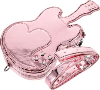 Generic Ciieeo Guitar Shaped Crossbody Purse for Women, Pink PU Leather Shoulder Bag, Small Summer Handbag Trend 2023, Stylish Guitar Crossbody Bag for Casual