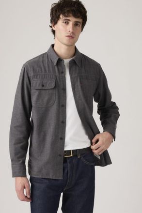 Levi's Camisa de manga larga Auburn Worker - Hombre - XL - Negro / Dakota Herringbone