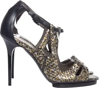 Balenciaga Womens Leather Snake Metallic Leather Sandal (Authentic Pre-Loved)