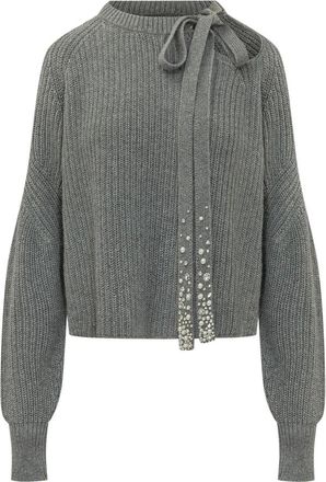 Des_Phemmes Crop Pullover - Dames - Ronde hals truien - Grijs - M - Truien & Vesten