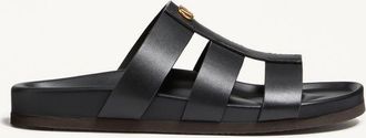 Valentino Garavani Sandalo Slide Studshield In Vitello Uomo NERO 40.5