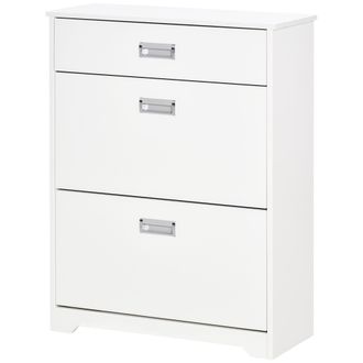 HOMCOM Homcom - Scarpiera Salvaspazio Bianca 2 Cassetti Per 16 Scarpe E Cassetto Piccolo