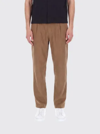 Herno Pantaloni chino in lino con pince e tasche a filetto posteriori