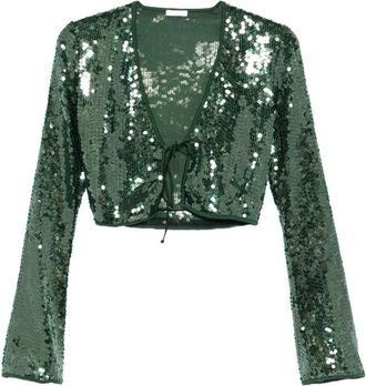 Os&eacute;ree Marylin Sequin Tie-fastening Top