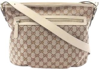 Gucci Pre-owned GG Canvas Leren Schoudertas - Dames - Vintage Schoudertas - Beige - ONE Size - Leer - Vintage