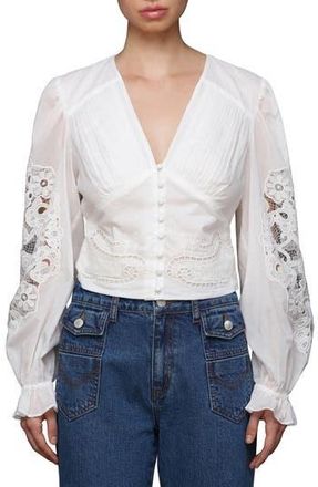 Avec Les Filles Pintuck Lace Shirt in White at Nordstrom Rack, Size X-Small