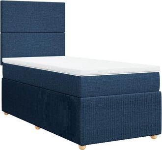 vidaXL Cama Box Spring Con Colch&oacute;n Tela Azul 100x200 Cm Vidaxl