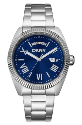 DKNY Day Date Bracelet Watch, 40mm in Dark Blue at Nordstrom
