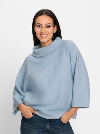 Heine 3/4 Arm-Pullover HEINE Pullover, Damen, Gr. 34, blau (hellblau), 50% Viskose, 28% Polyester, 22% Polyamid, unifarben, Pullover 3/4 Arm-Pullover