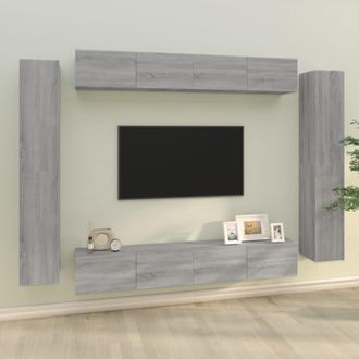 vidaXL Set De Muebles Para Tv 8 Pzas Madera Contrachapada Gris Sonoma Vidaxl
