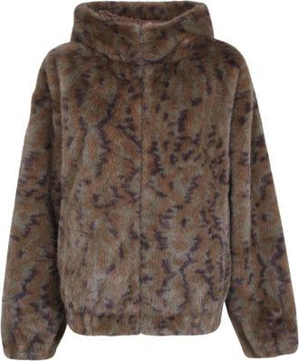 Dr&ocirc;le de Monsieur Cappotto in pelliccia sintetica con motivo astratto e cappuccio - - Jackets - Uomo - Marrone - S