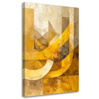 Feeby Cuadro Sobre Lienzo, Formas Geom&eacute;tricas Abstractas Amarillas Y Beige, 80x120