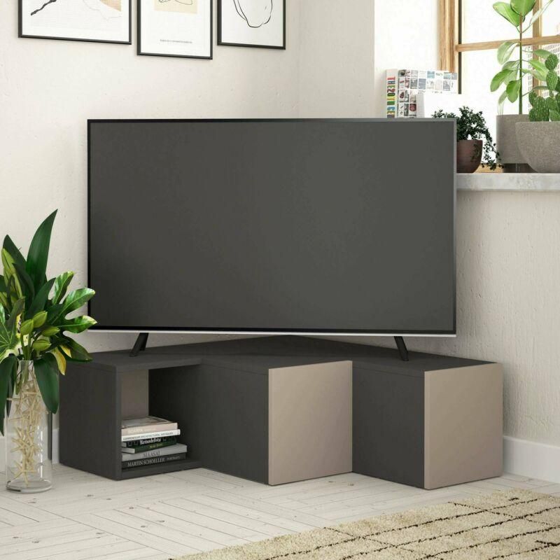 Mobile TV Rovere Sonoma 140x40x35.5 Cm - In Truciolare, Con 2 Ante E 2 Scomparti Aperti