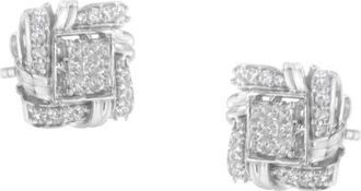 House of Brilliance Silver 1/2 Ct Round Diamond Stud Earrings in White at Nordstrom