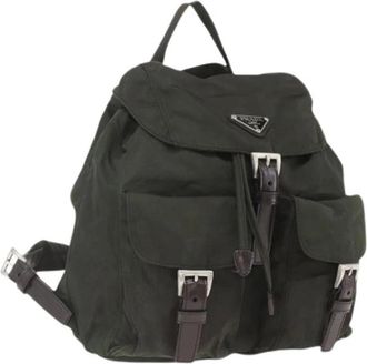 Prada Pre-owned Backpacks, female, Green, Size: ONE SIZE Pre-owned Nylon Backpack