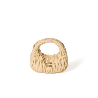 Miu Miu Wander Matelass&eacute; Nappa Leather Hobo Mini-bag, Woman, Soy Green