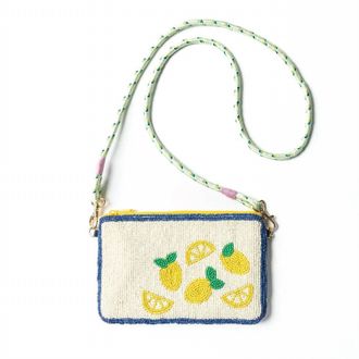 Ink+Alloy Leila Seed Bead Clutch With Strap In Lemons