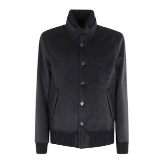 Kired Ronde Bomberjas - Heren - Bomber jackets - Blauw - L - Wol - Jassen
