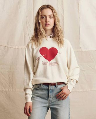 The Great. The College Sweatshirt With Heart Graphic In Pearl With Red