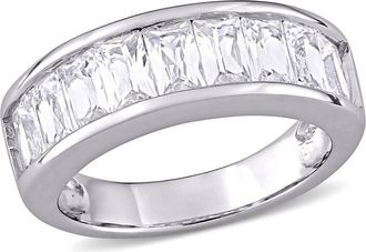 Amour 2 3/4 CT TGW Baguette-cut Created White Sapphire Semi-eternity Anniversary Band In Sterling Silver