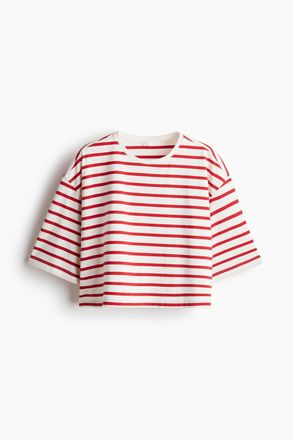 H&M Kastiges T-Shirt - Weiss/Rot Gestreift