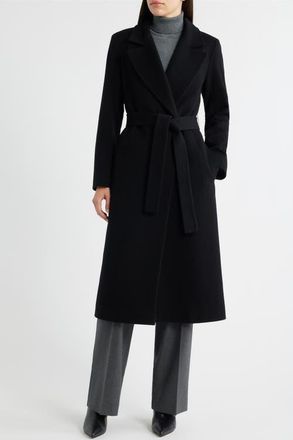 Fleurette Shane Wool Wrap Coat in Black at Nordstrom, Size 16