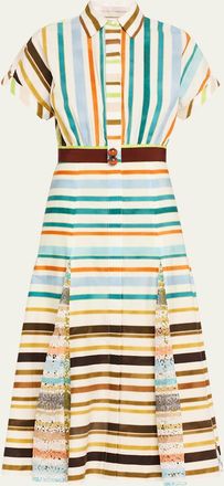 Silvia Tcherassi Odila Striped Godet Midi Shirtdress