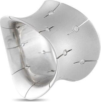 Roberto Coin Pre-Owned Roberto Coin 18K White Gold Diamond Wide Convex Ring RC31 100725