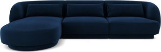 BLOOMINGLOFT 4-Sitzer Design Ecksofa Tulum mit Eckteil links, mit Samtbezug