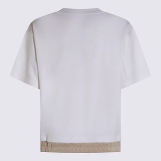 Moorer Womens Panelled Cotton-Blend T-Shirt White