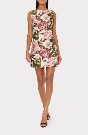 Milly Lane Floral Sleeveless Jacquard Minidress in Pink/Green at Nordstrom, Size 10