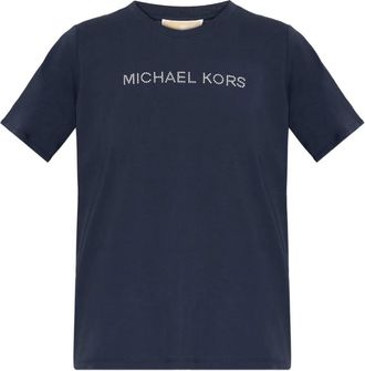 Michael Michael Kors logo-studded T-shirt - women - Organic Cotton - S - Blue
