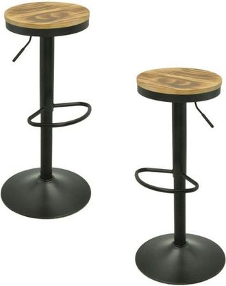 Regalos Miguel Packs Taburetes Altos - Pack 2 Taburetes Vikin Asiento Madera - Negro