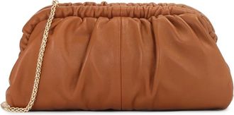 Kazar Tassen, Dames, Bruin, ONE Size, Leer, Wrinkle clutch tas met stijf frame