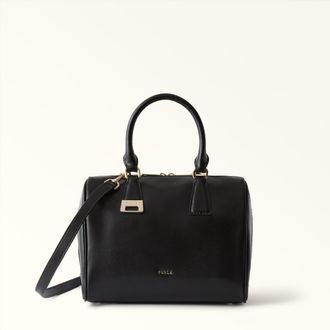 Furla Olivia Borsa Boston S Nero Nero Pelle Morbida Testurizzata Ares Donna