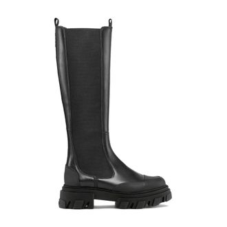Ganni Black Cleated High Chelsea Boots